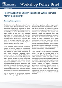 Policy Support for Energy Transitions: Where is Public Money Best Spent? (1)