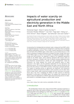 Impacts of Water Scarcity on Agricultural Production and Electricity Generation in the Middle East and North Africa