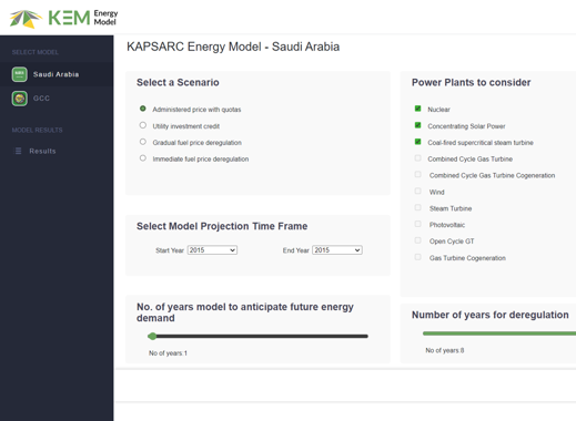 KAPSARC Energy Model for Saudi Arabia