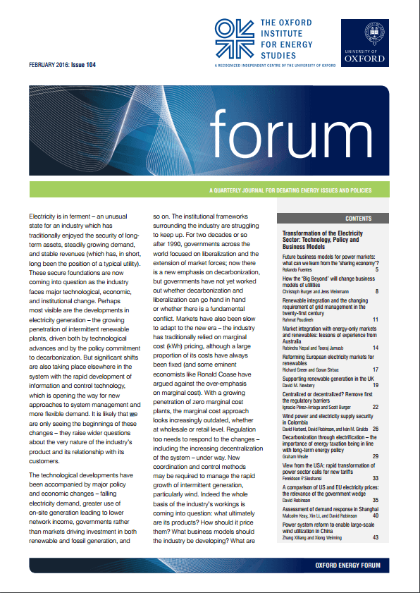 KAPSARC article in Oxford Energy Forum journal