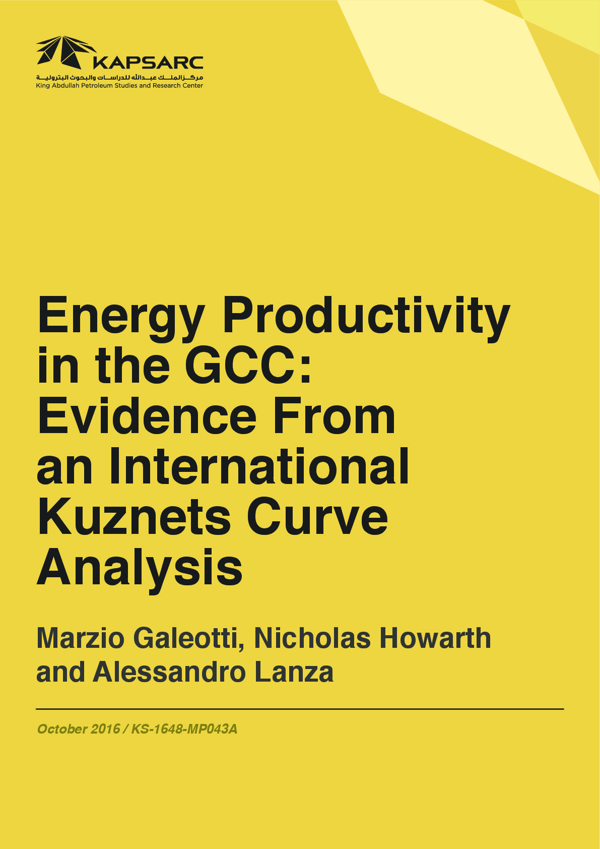 Energy Productivity in the GCC: Evidence From an International Kuznets Curve Analysis