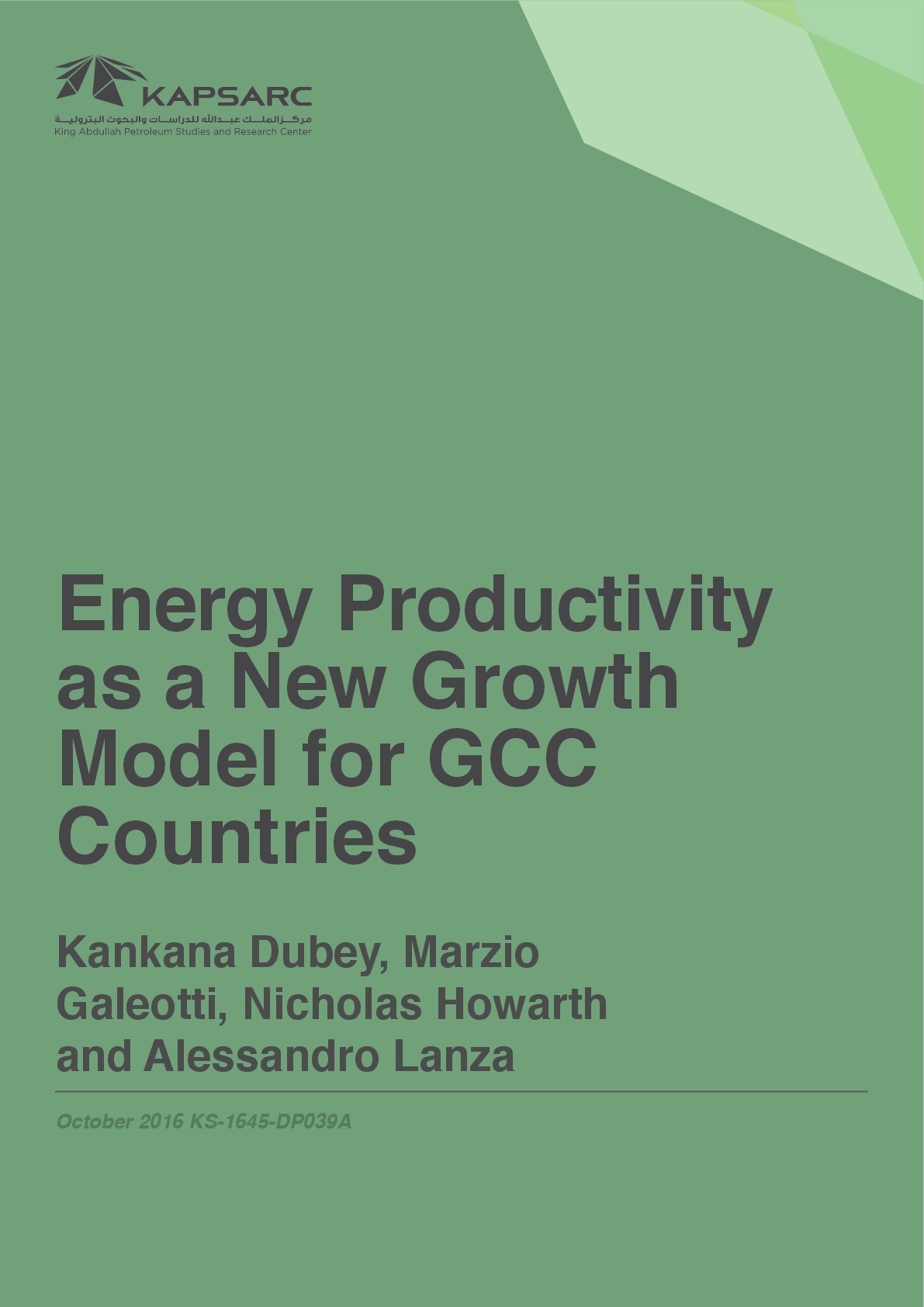 Energy Productivity as a New Growth Model for GCC Countries