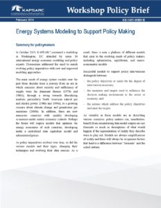 Energy systems modeling to support policy making
