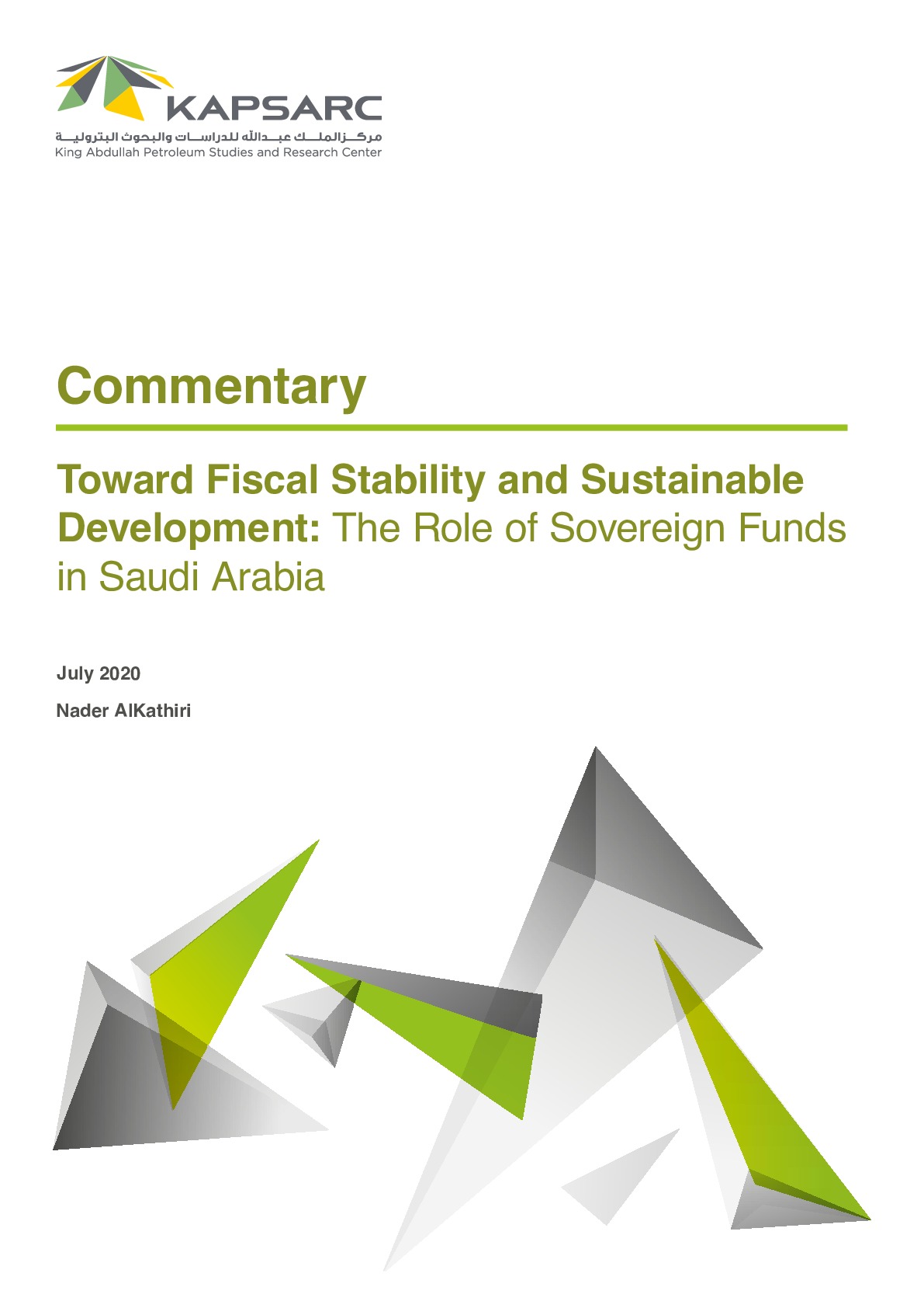 Toward Fiscal Stability and Sustainable Development: The Role of Sovereign Funds in Saudi Arabia