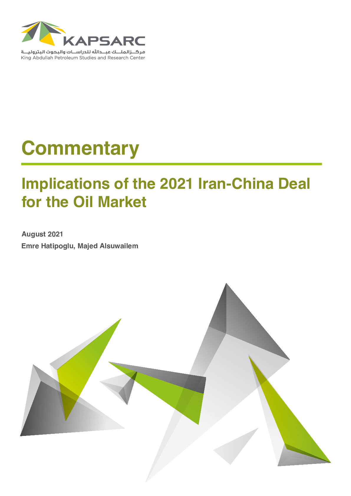 Implications of the 2021 Iran-China Deal for the Oil Market