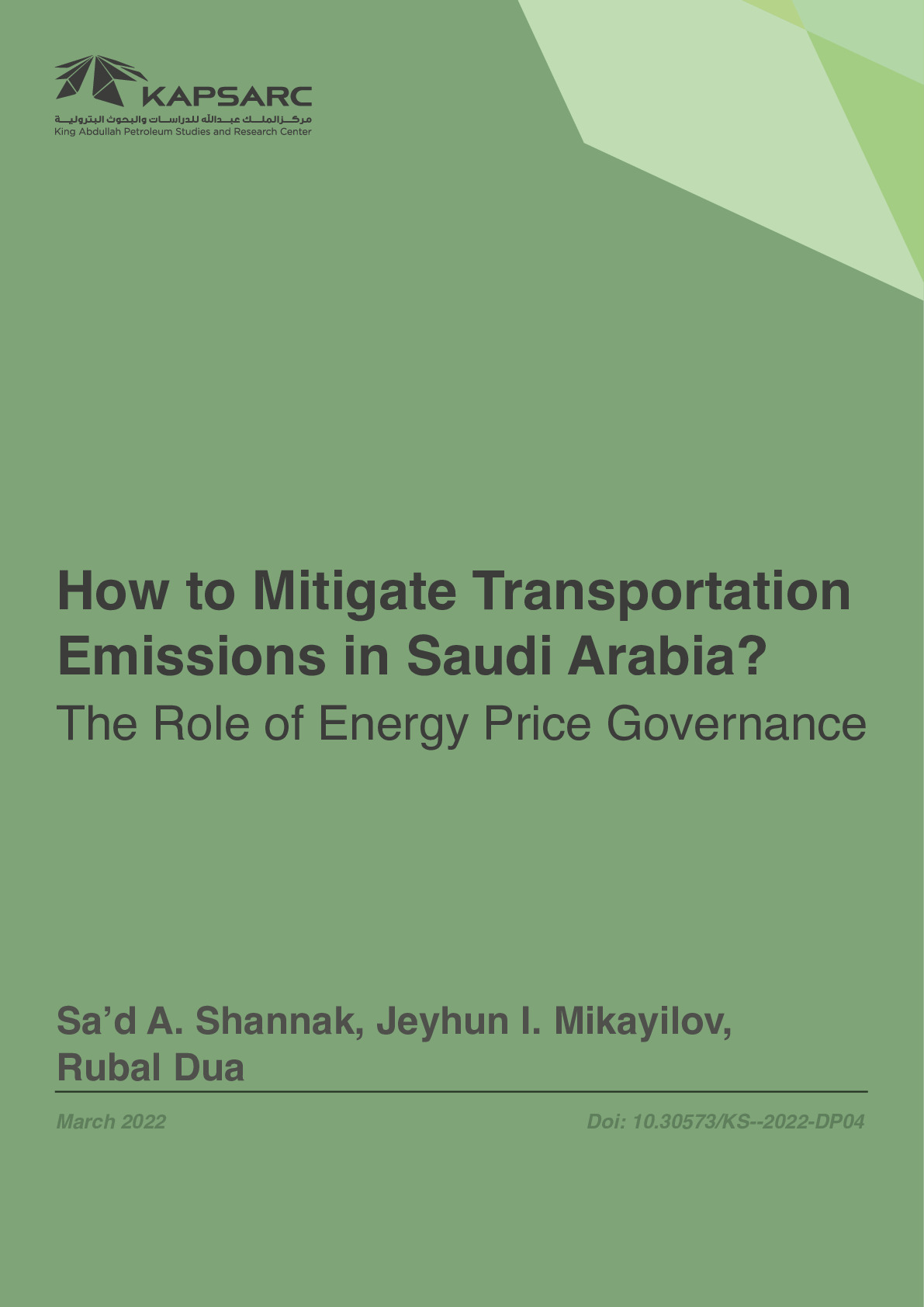 How to Mitigate Transportation Emissions in Saudi Arabia? The Role of Energy Price Governance