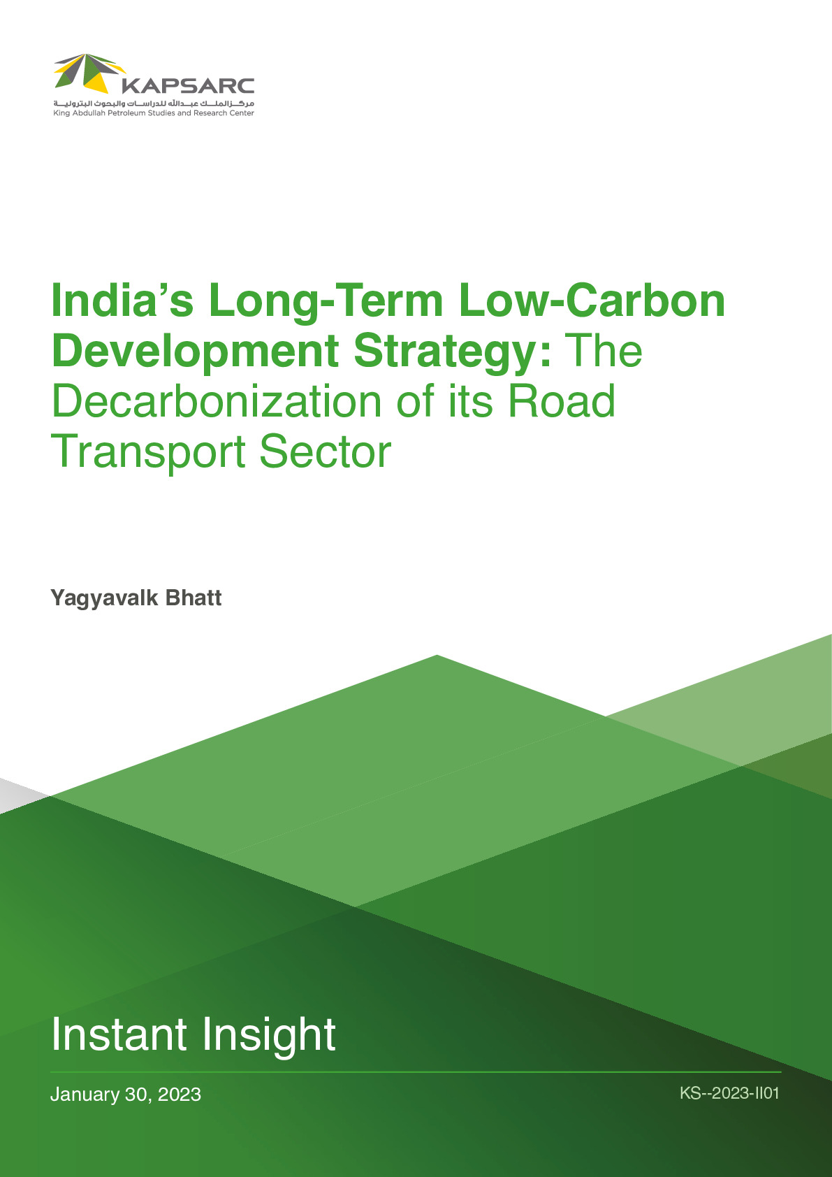 India’s Long-Term Low-Carbon Development Strategy: The Decarbonization of its Road Transport Sector