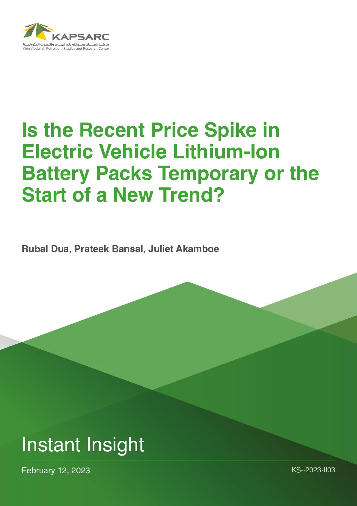Is the Recent Price Spike in Electric Vehicle Lithium-Ion Battery Packs Temporary or the Start of a New Trend?