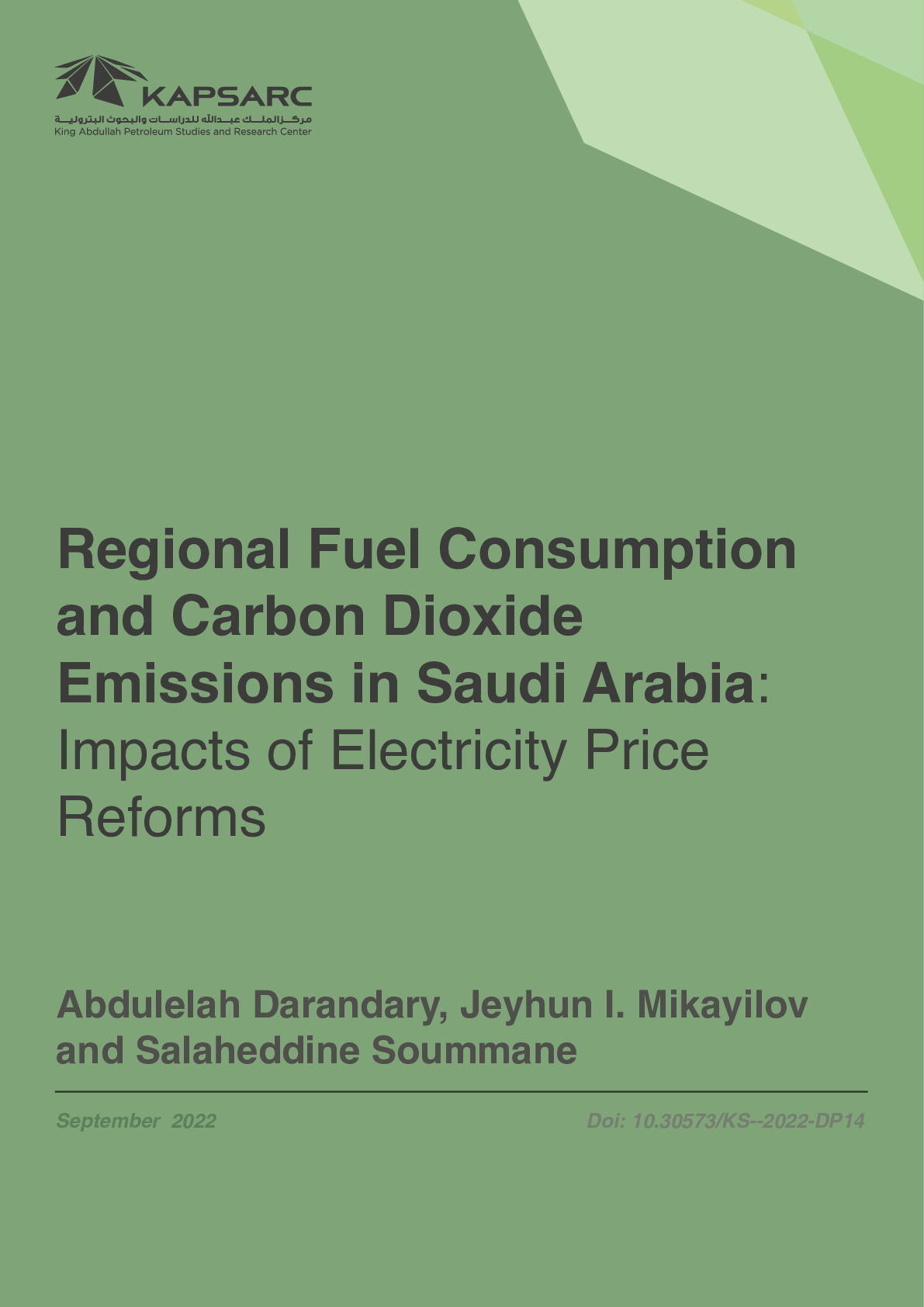 Regional Fuel Consumption and Carbon Dioxide Emissions in Saudi Arabia: Impacts of Electricity Price Reforms