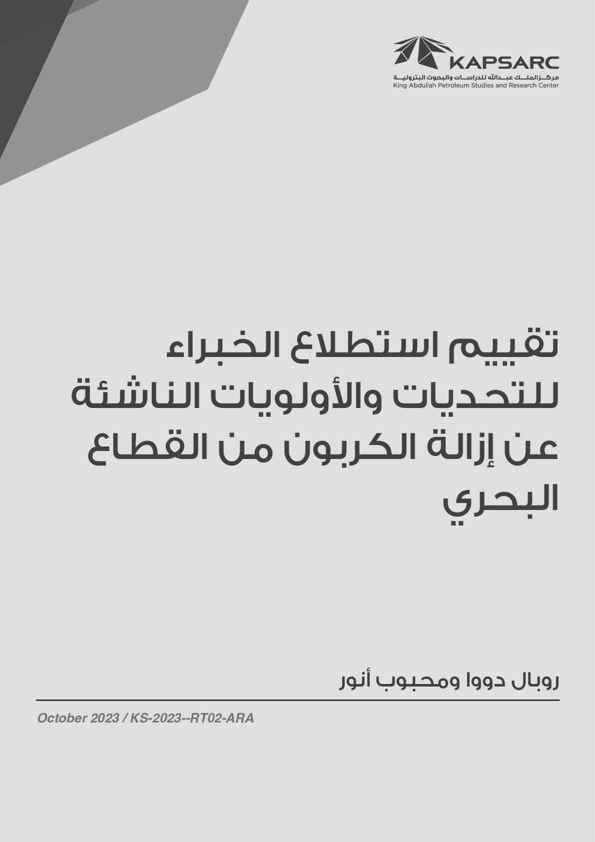 تقييم استطلاع الخبراء للتحديات والأولويات الناشئة عن إزالة الكربون من القطاع البحري